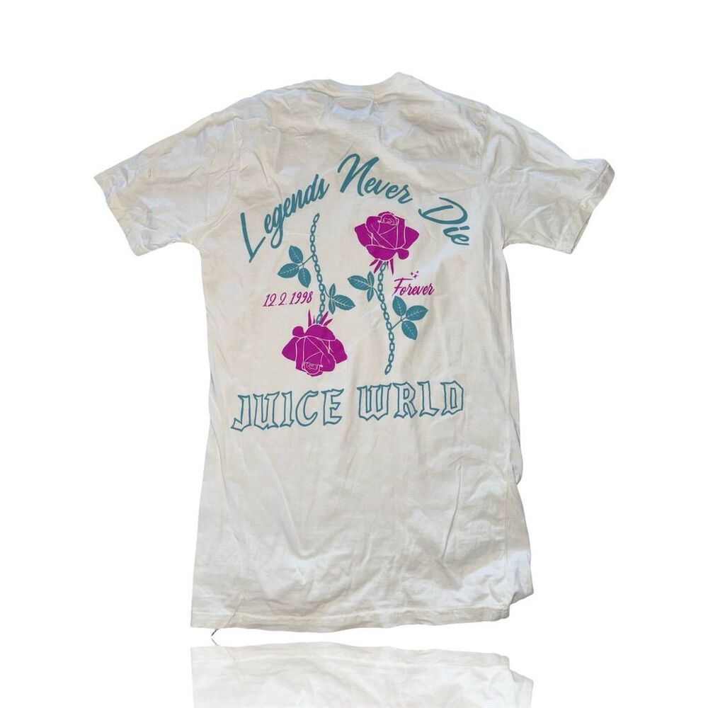 Juice Wrld Legends Never Die Graphic Tee White Unisex Size S